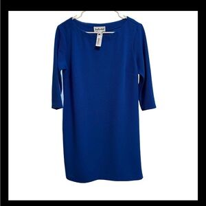 Women’s Inchanted Royal Blue 3/4 Sleeve Boatneck Sheath Dress Size Small NWT